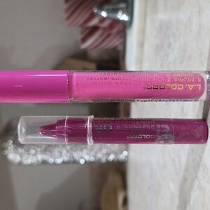 2-PK Hyper  lip gloss shea butter pink & Wine chunky lip pencil L.A.COLORS